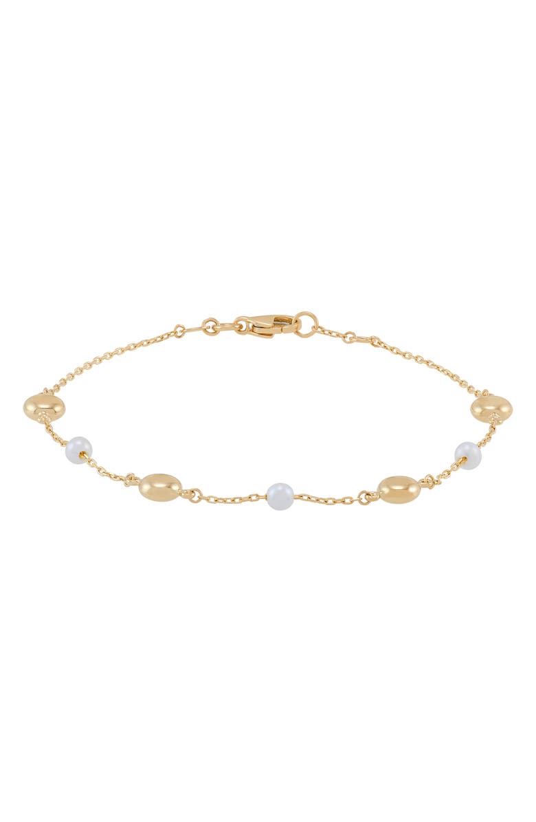 Frankie & Zoe Bead & Cultured Freshwater Pearl Station Bracelet, Alternate, color, Yellow Gold