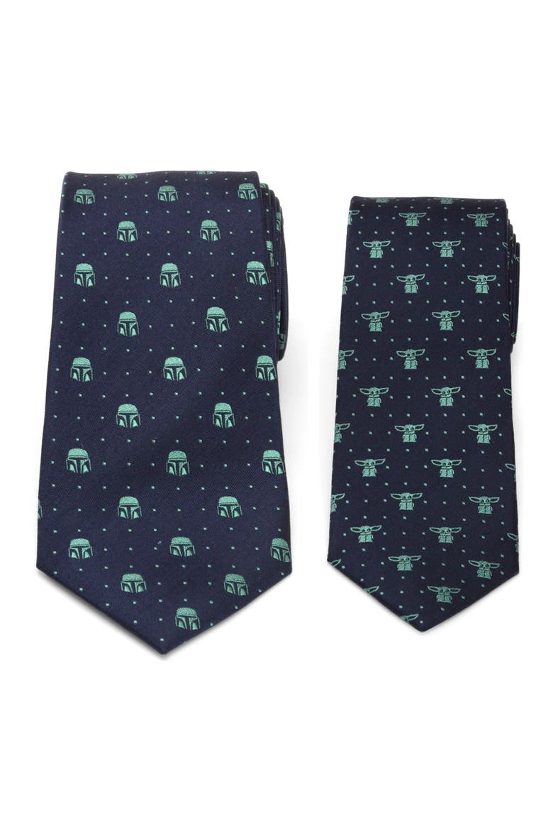 Mandalorian Father & Son Silk Tie Set, Main, color, NAVY