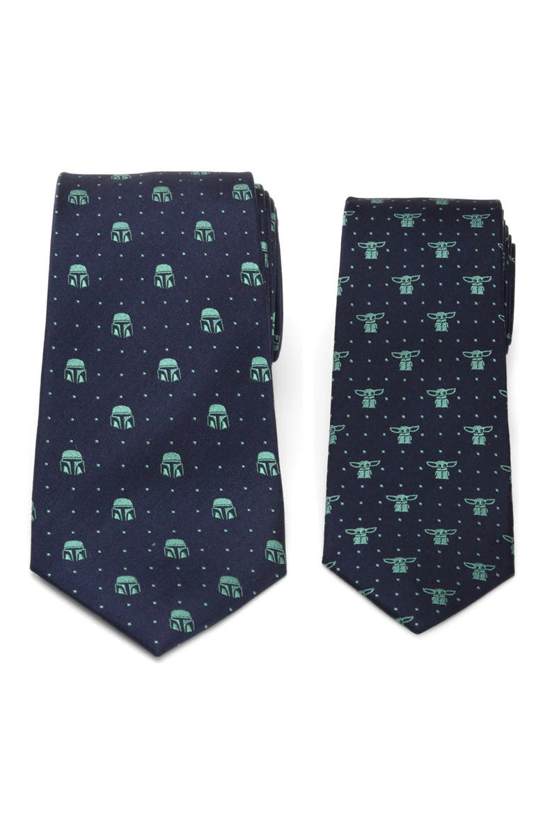 Cufflinks, Inc. Mandalorian Father & Son Silk Tie Set, Main, color, Navy