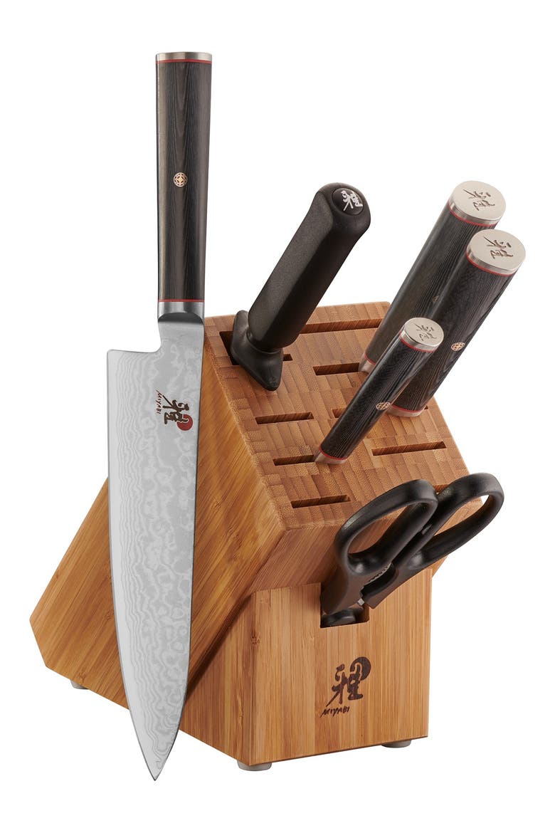 Kaizen 7-Piece Knife Block Set, Main, color, BLACK