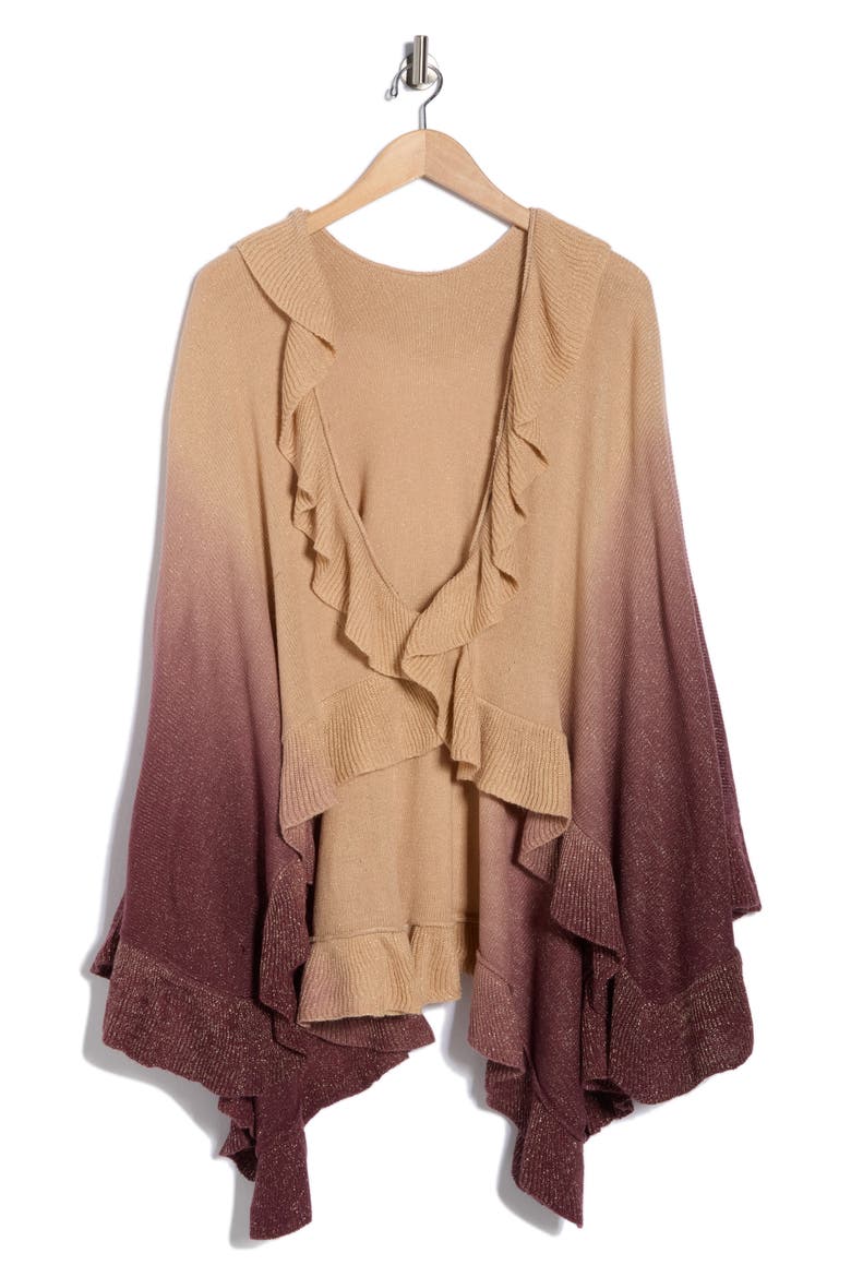 Ruffle Ruana, Alternate, color, CAMEL/ BROWN