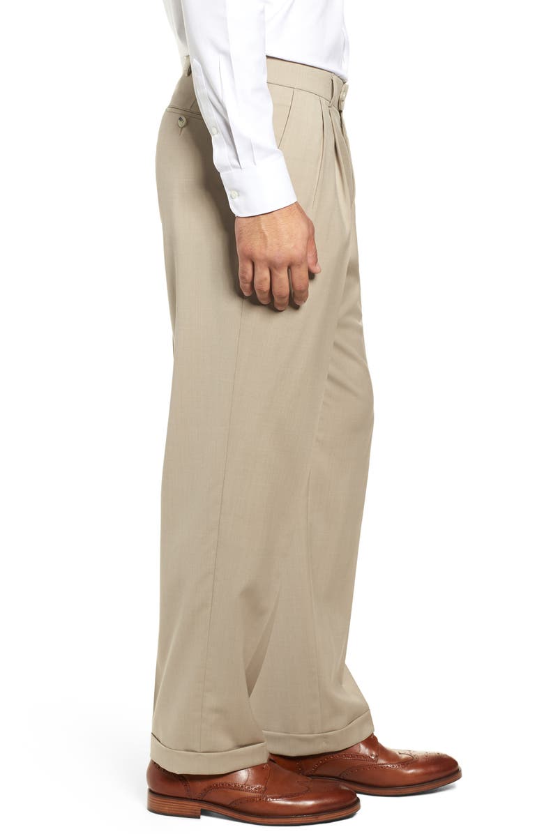 Ballin Classic Fit Pleated Solid Wool Dress Pants, Alternate, color, 