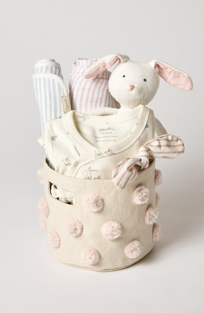 Pehr Mini Pompom Canvas Bin, Alternate, color, Pink