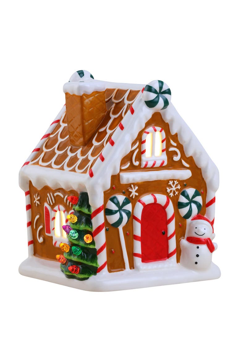7 in. Ceramic Gingerbread House - Brown, Alternate, color, Brown