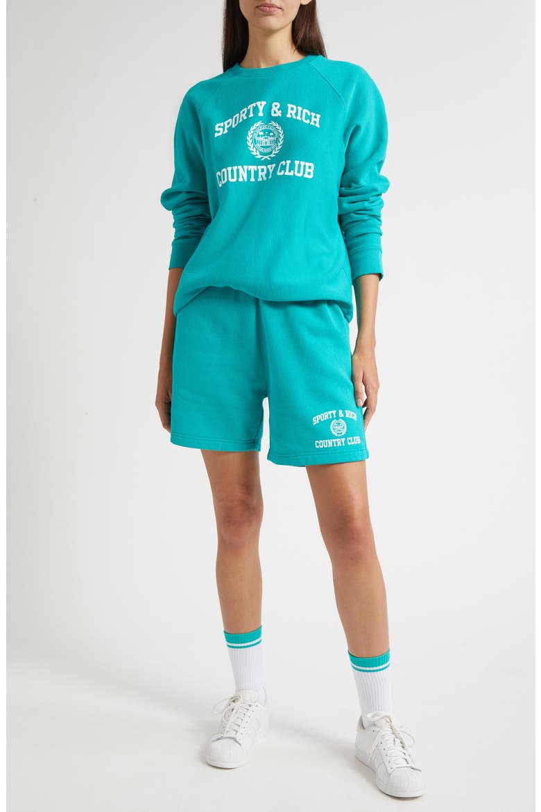 Varsity Crest Crewneck Graphic Sweatshirt, Alternate, color, SPRING GREEN