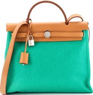 Pre-Owned Hermes Herbag Zip Berline Vache Canvas and Leather 31