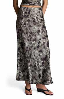 Bias Cut Printed Maxi Skirt