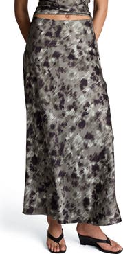 Kenneth Cole Bias Cut Printed Maxi Skirt