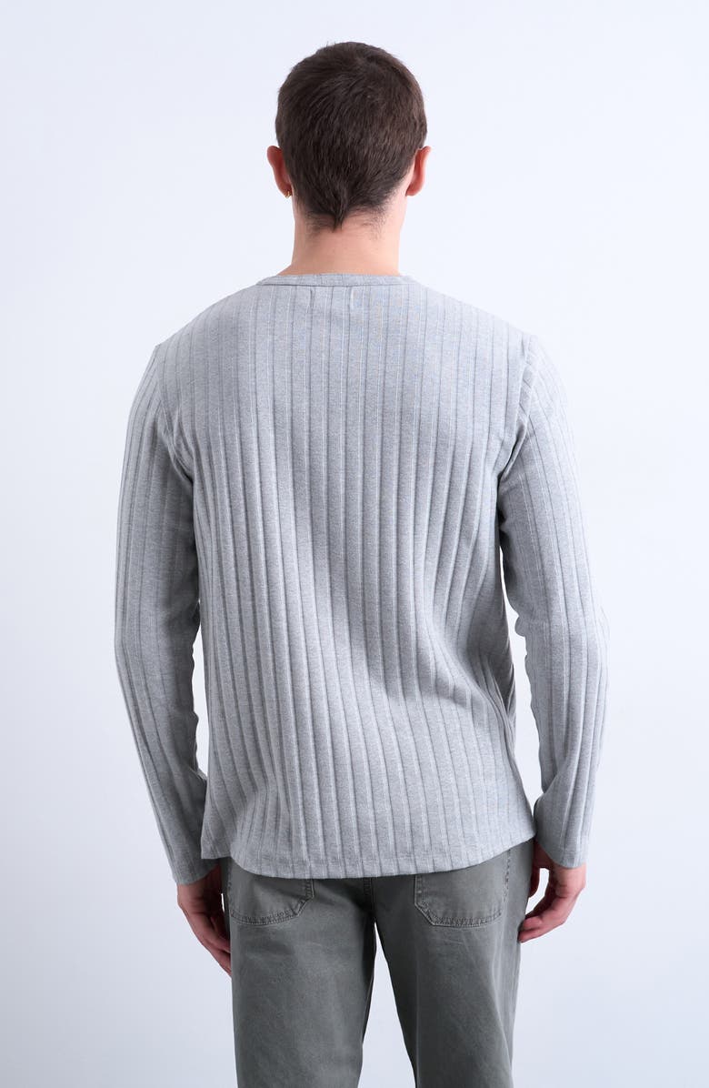 Topman Long Sleeve Rib Henley, Alternate, color, Grey