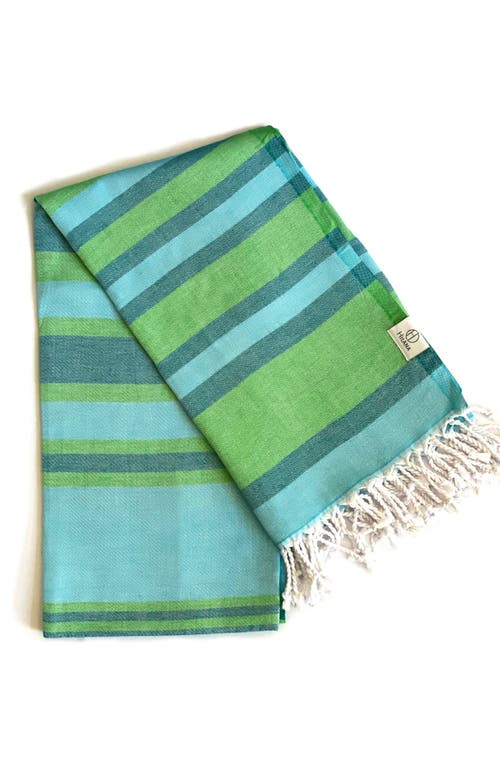 Eco Hilana Samara Striped Sustainable Turkish Towel Green In Green