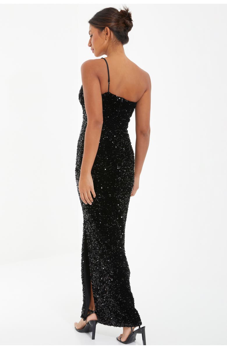 QUIZ Sequin Cut Out Neck Maxi Dress, Alternate, color, 