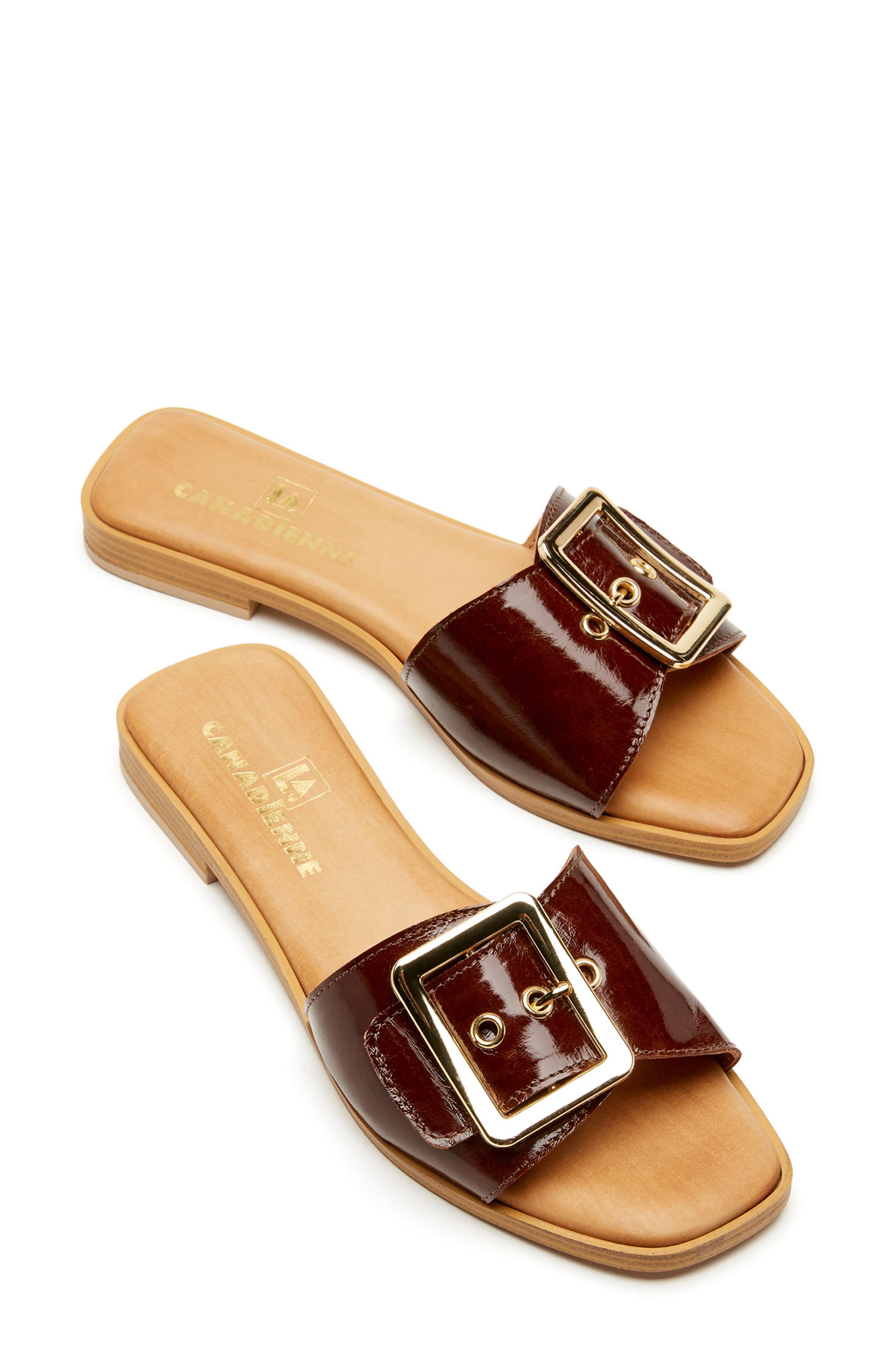 La Canadienne Stefan Waterproof Slide Sandal, Alternate, color, Brown Crushed