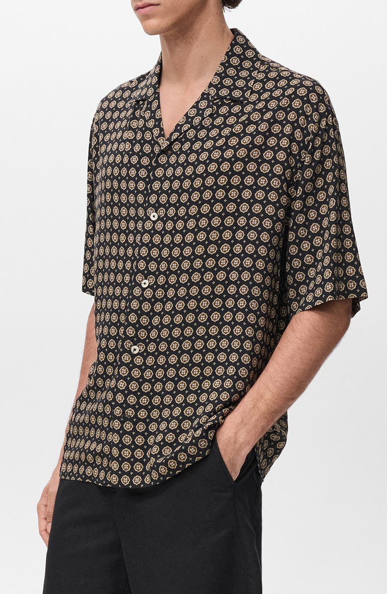 MANGO Print Regular Fit Short Sleeve Button-Up Camp Shirt, Alternate, color, 