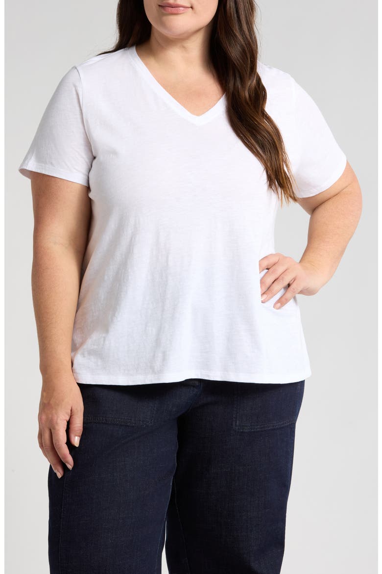 Easy V-Neck Organic Cotton T-Shirt, Main, color, WHITE