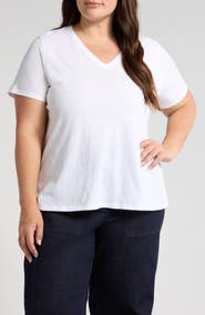 Eileen Fisher Easy V-Neck Organic Cotton T-Shirt