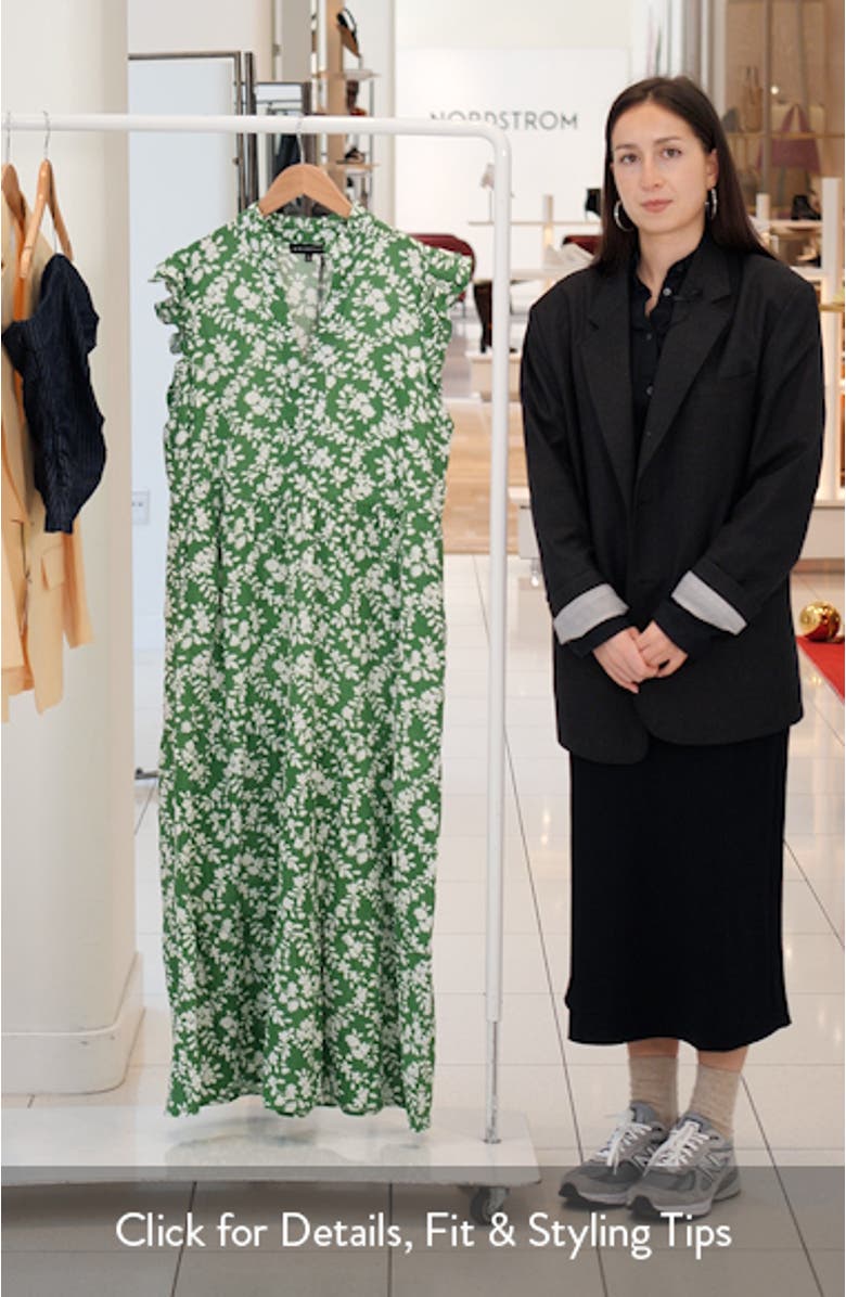 Floral Print Flutter Sleeve Maxi Dress, sales video thumbnail