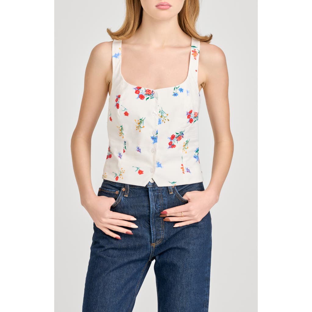 WAYF WAYF SAGE FLORAL BUTTON-UP STRETCH COTTON TANK