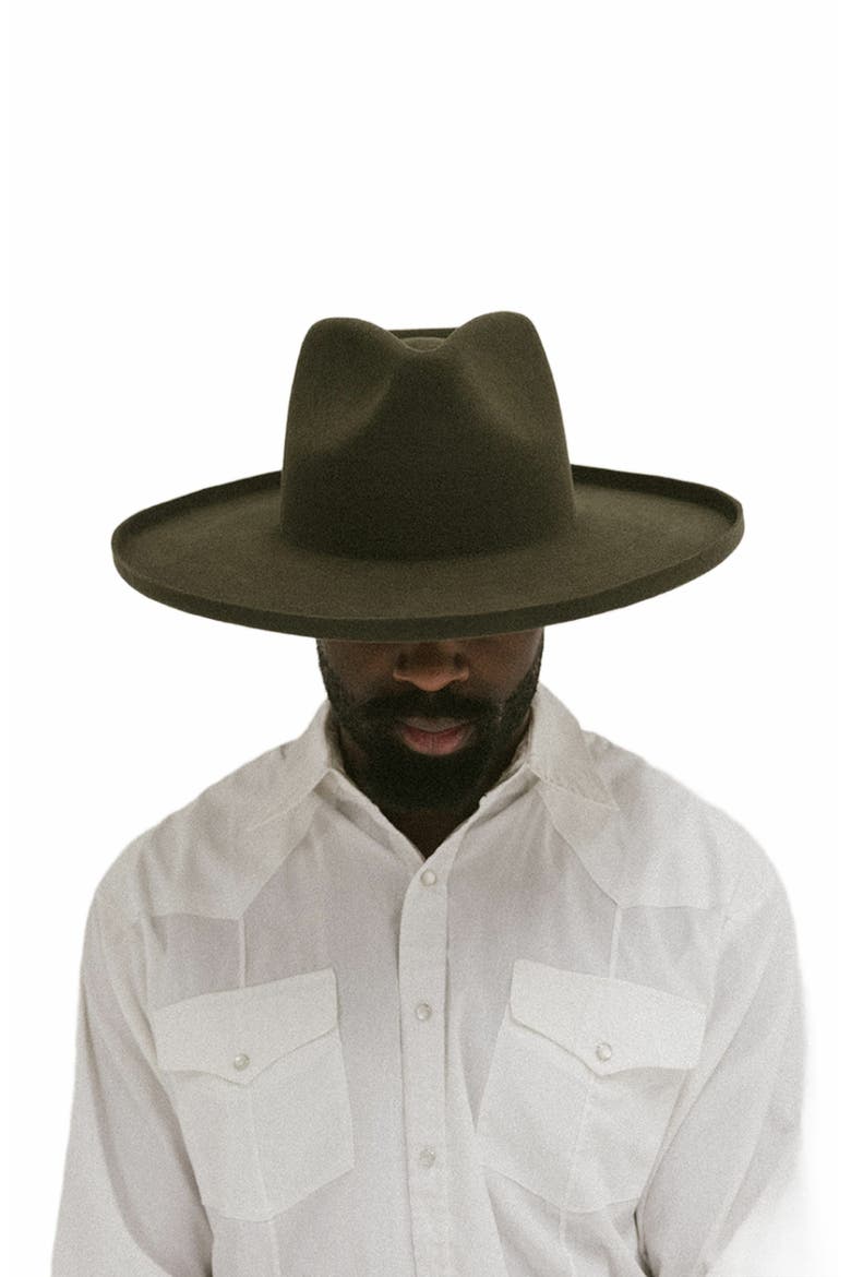 Five Points Wide Brim Fedora Hat, Alternate, color, Forest Green