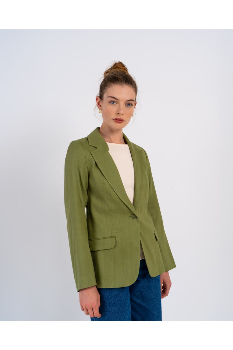 Iona Linen Blazer, Main, color, Olive