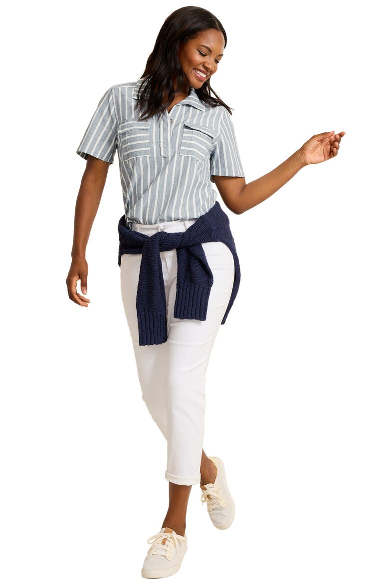 Chambray Stripe Utility Shirt, Alternate, color, INDIGO