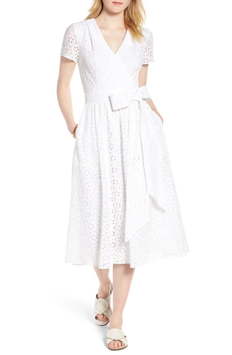 1901 Cotton Eyelet Short Sleeve Dress, Main, color, 