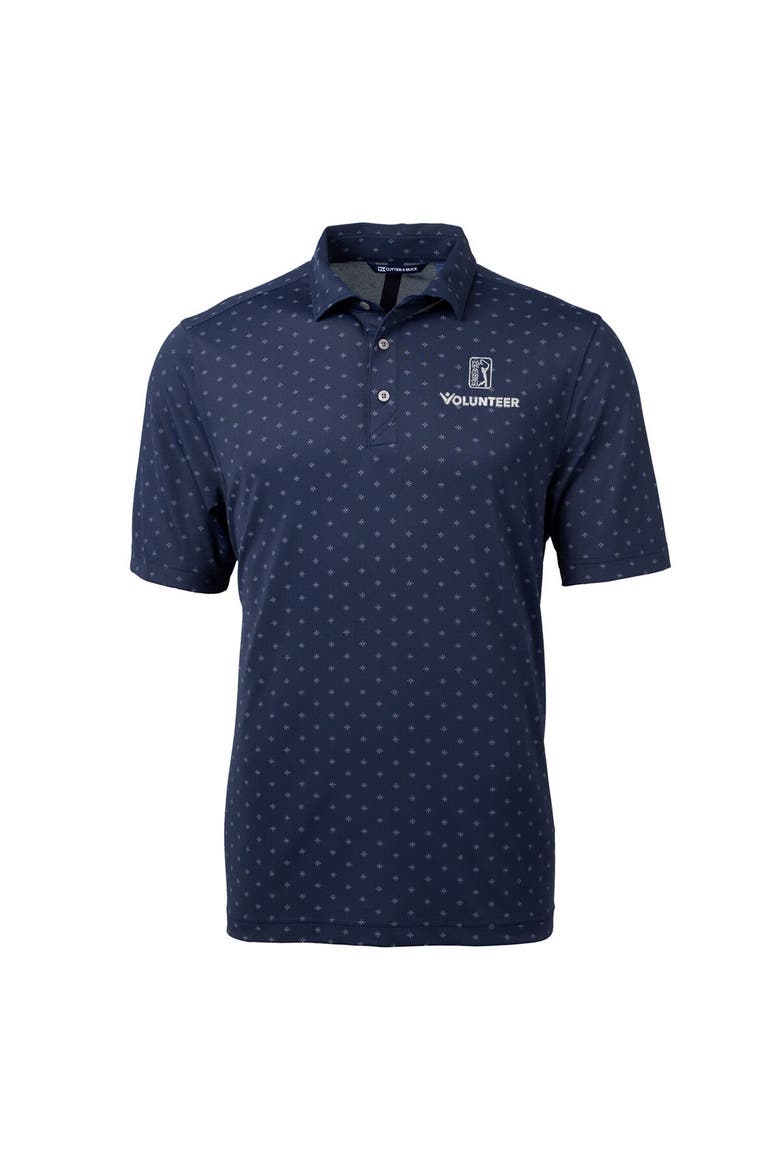 Men's Cutter & Buck  Navy PGA TOUR Volunteers Big & Tall Virtue Eco Pique Tile Print Recycled Polo, Alternate, color, Navy