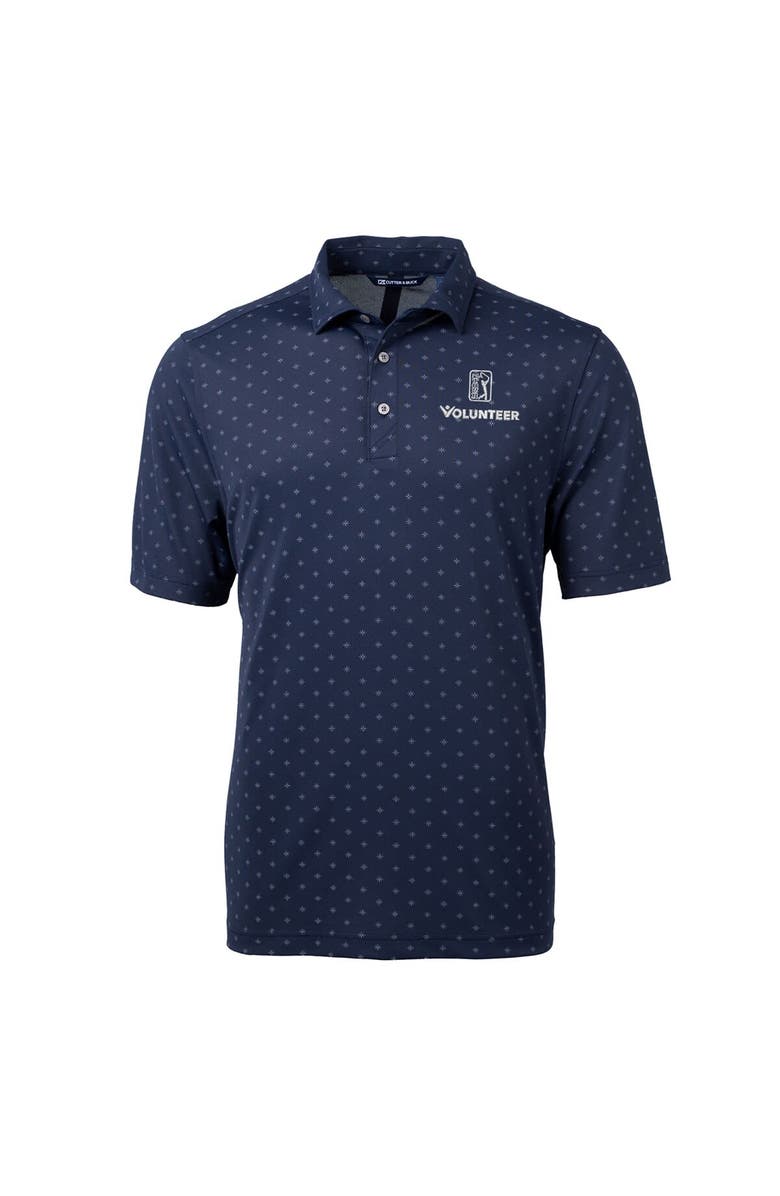 Cutter & Buck Men's Cutter & Buck  Navy PGA TOUR Volunteers Big & Tall Virtue Eco Pique Tile Print Recycled Polo, Alternate, color, 