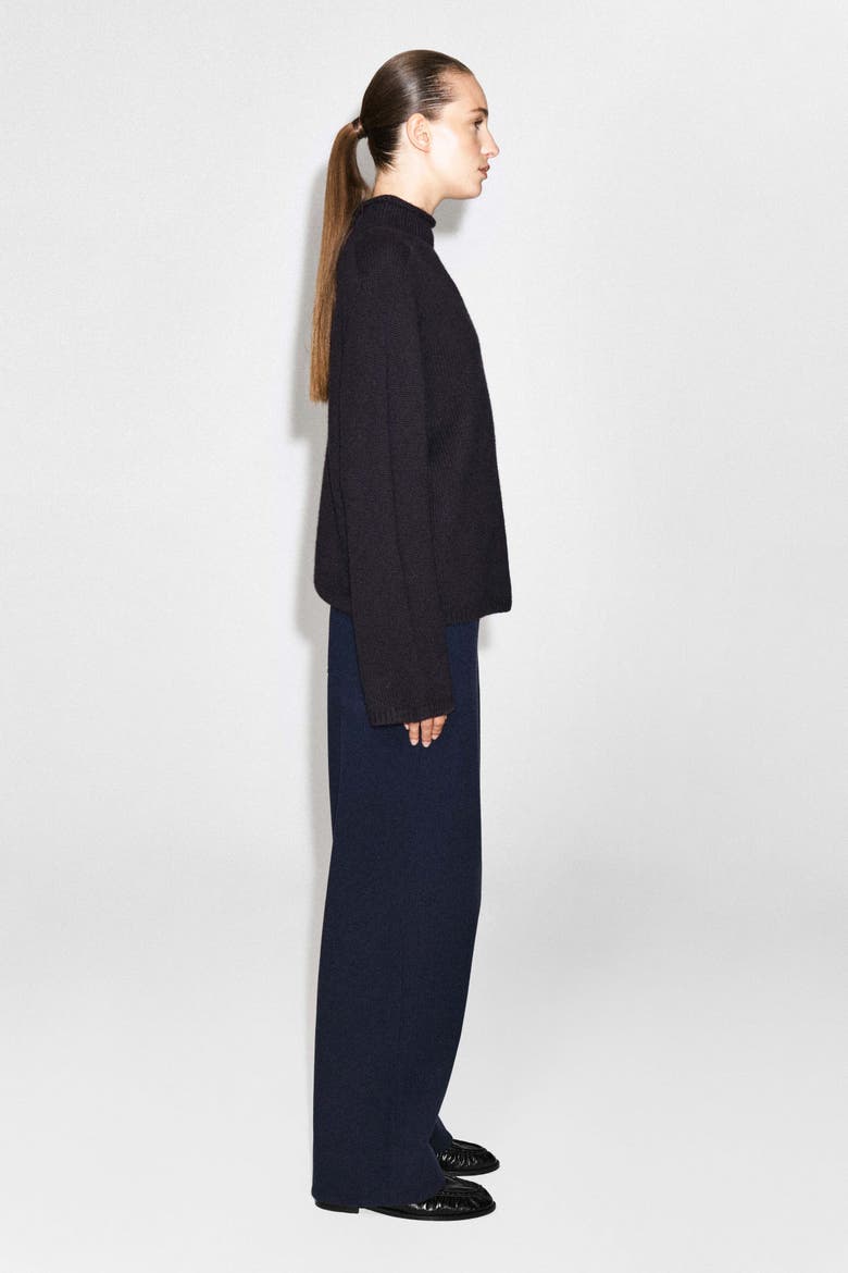 Corduroy-jersey Wide-leg Pants, Alternate, color, NAVY