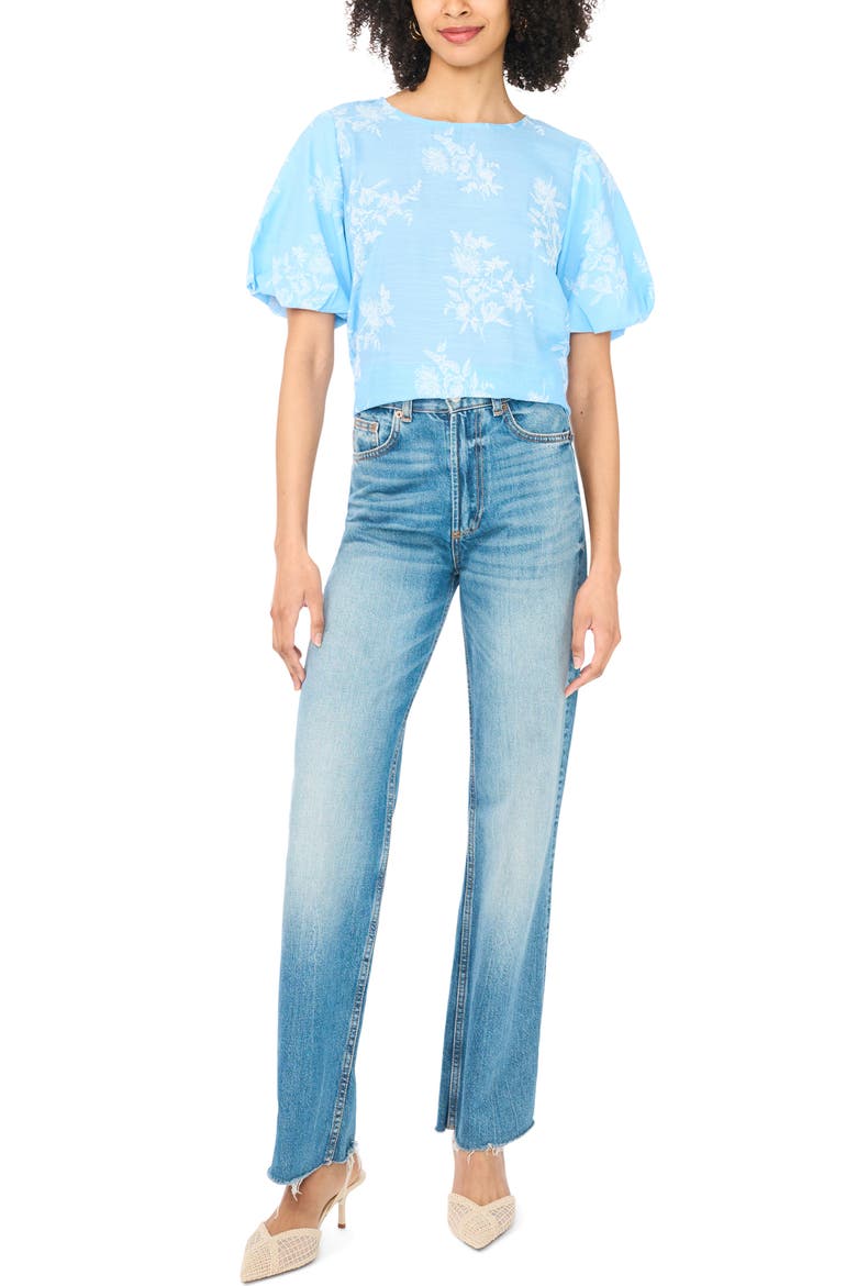 Floral Puff Sleeve Top, Alternate, color, BRIGHT PERIWINKLE