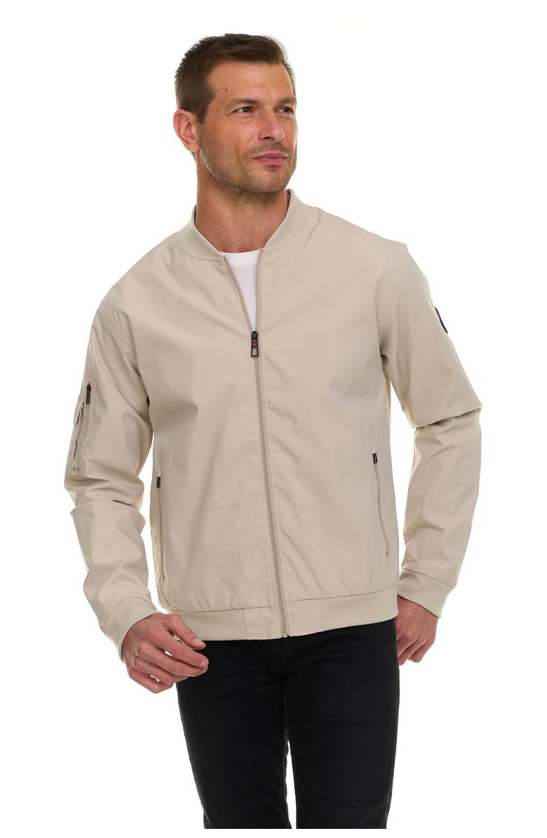 CANADA WEATHER GEAR Men's Water Resistant Microfiber Bomber Jacket, Alternate, color, Cloud Beige