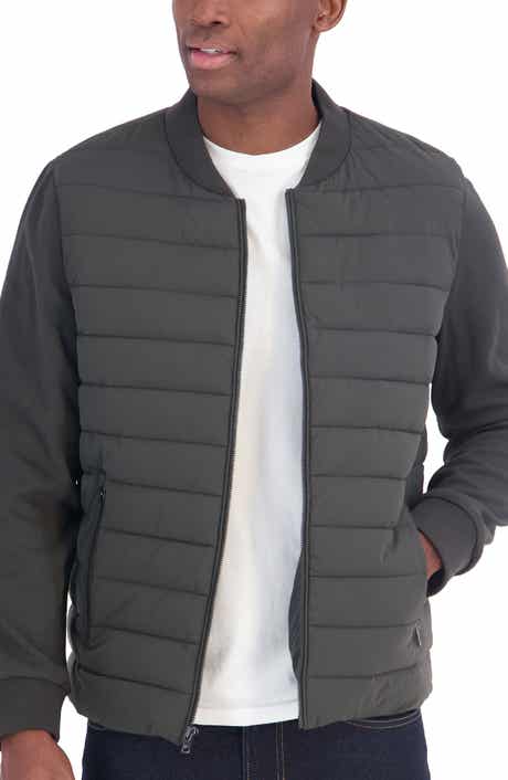 Mixed Media Water Resistant Bomber Jacket