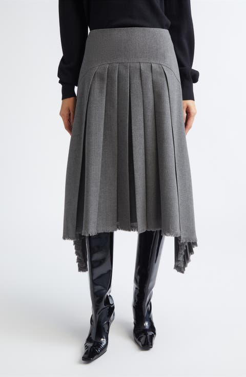 Pleated Asymmetric Skirt
