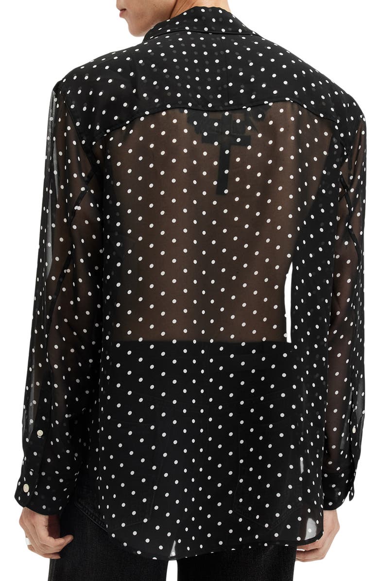 AllSaints Sangha Polka Dot Sheer Button-Up Shirt, Alternate, color, 