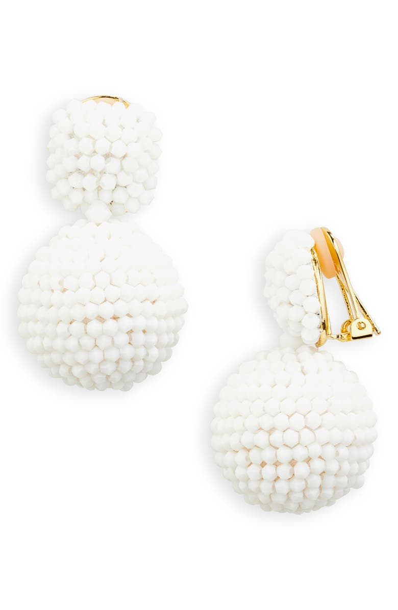 Oscar de la Renta Pompom Beaded Drop Earrings, Main, color, 