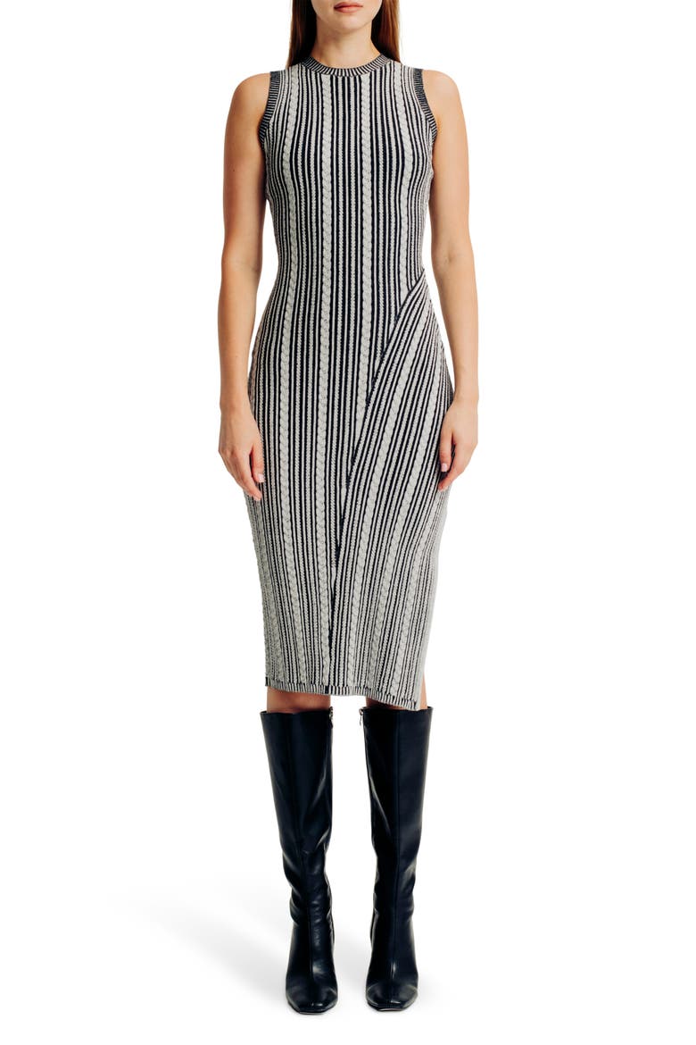 Yasmeen Sleeveless Cable Knit Dress, Main, color, IVORY/ BLACK