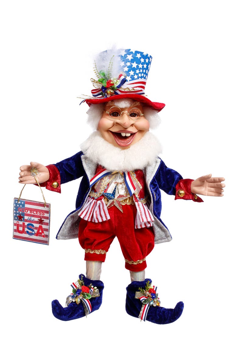 Mark Roberts God Bless The USA Elf, Medium, Main, color, Red