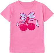 Preppy Goose Cherry Bow Applique Short Sleeve Tee