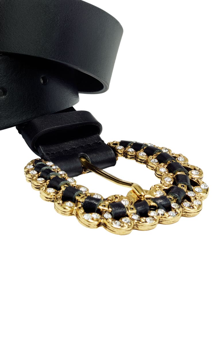 maje Belt with diamanté buckle, Alternate, color, 