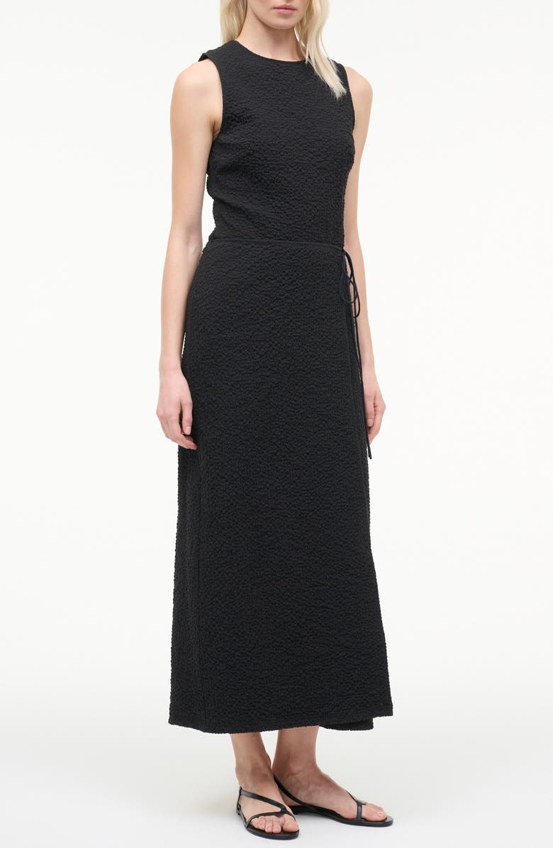 STAUD Nema Smock Midi Dress, Alternate, color, Black