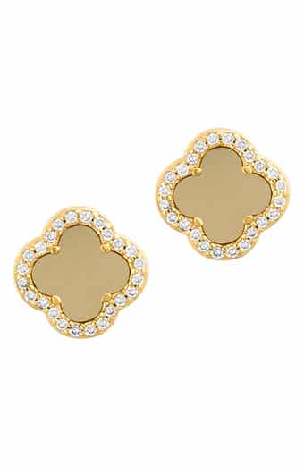 Adornia Crystal Halo Clover Stud Earrings