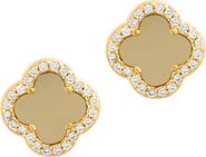 Adornia Crystal Halo Clover Stud Earrings