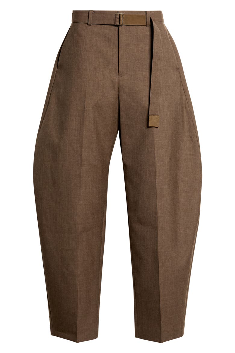 Silk & Cotton Barrel Leg Trousers, Main, color, BROWN