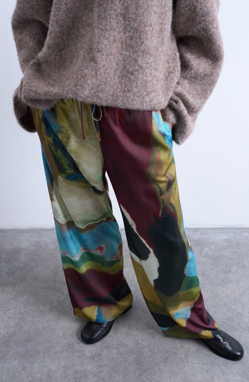 Topshop Printed Wide Leg Pants In Multi