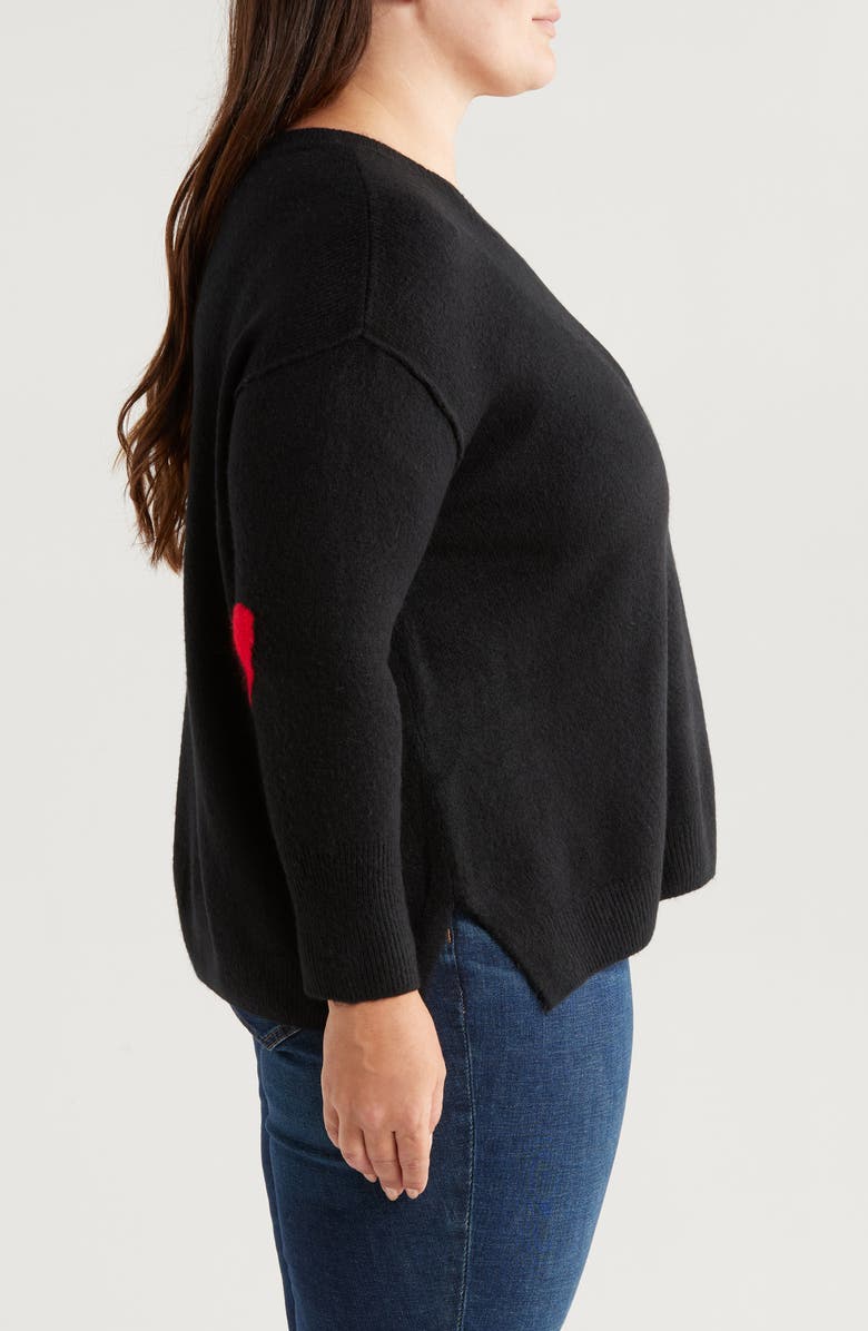 CeCe Elbow Heart Detail Crewneck Sweater, Alternate, color, Rich Black