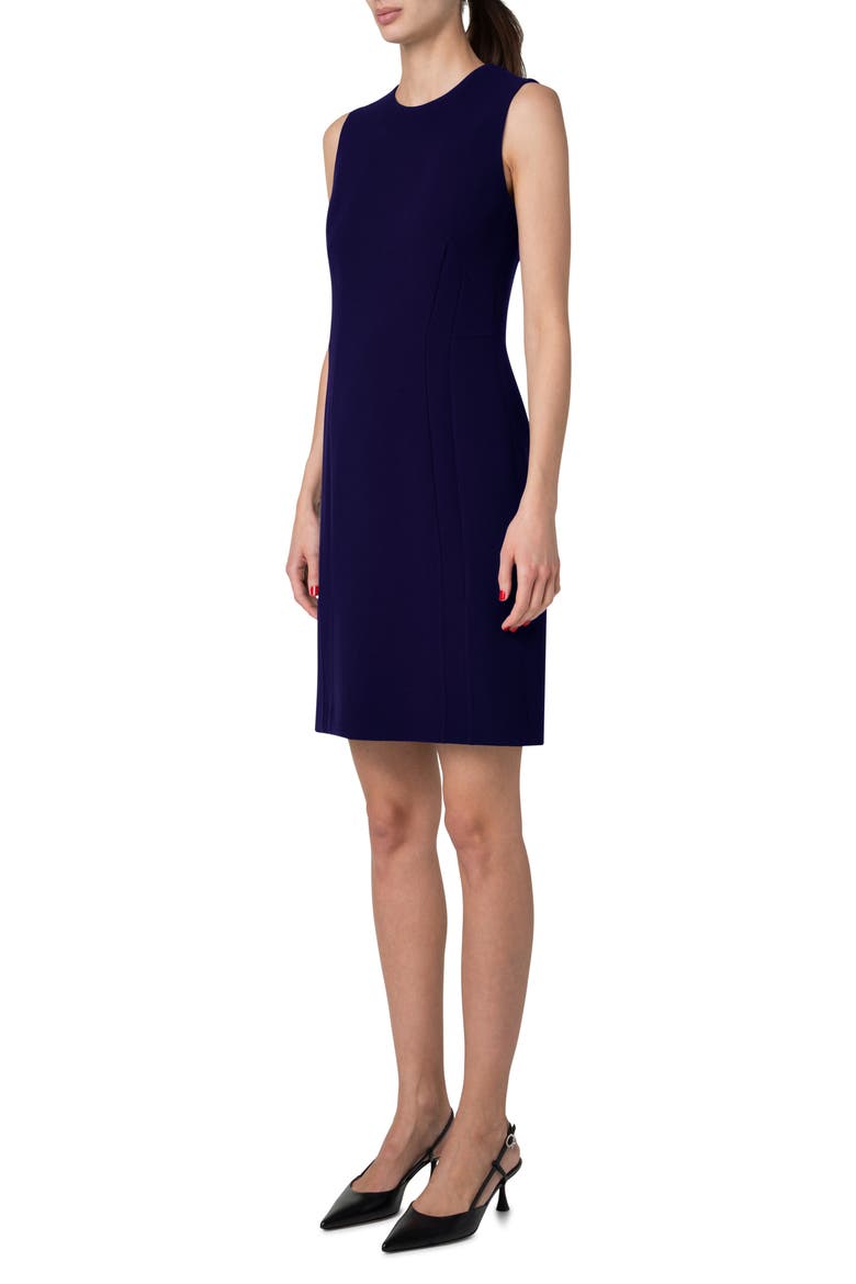 Sleeveless Double Face Wool Crepe Sheath Dress, Alternate, color, DARK PURPLE