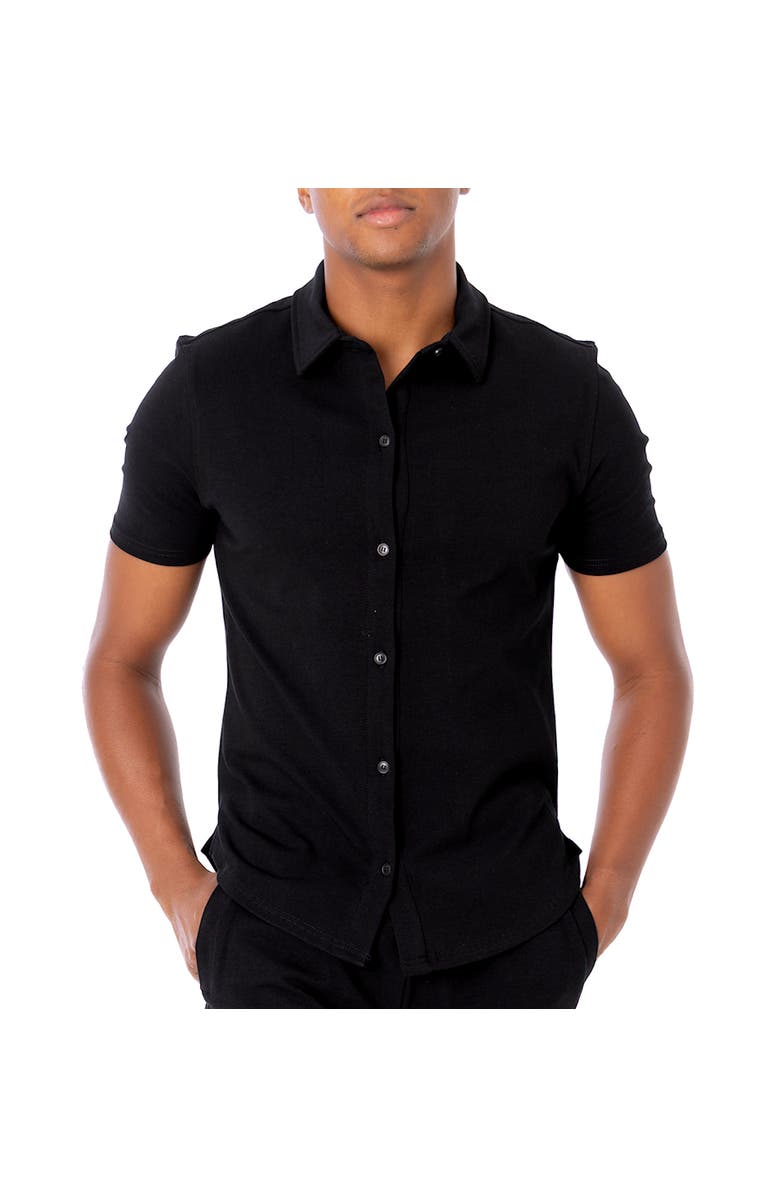 Dai Moda Cuba Short Sleeve Button Up Shirt, Main, color, Black