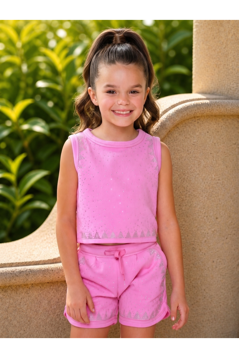 Sweet Sparkle Pink Tank Top and Short Set, Alternate, color, Pink