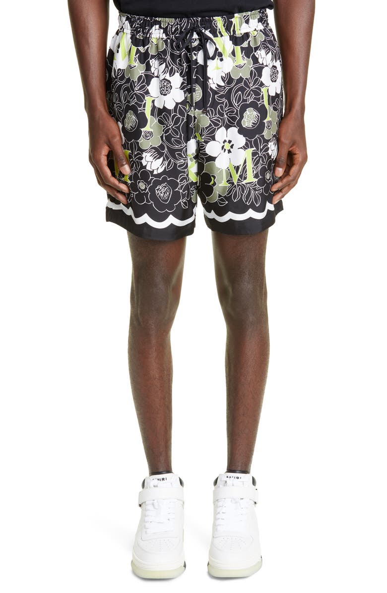 AMIRI Floral Amiri Silk Shorts, Main, color, 