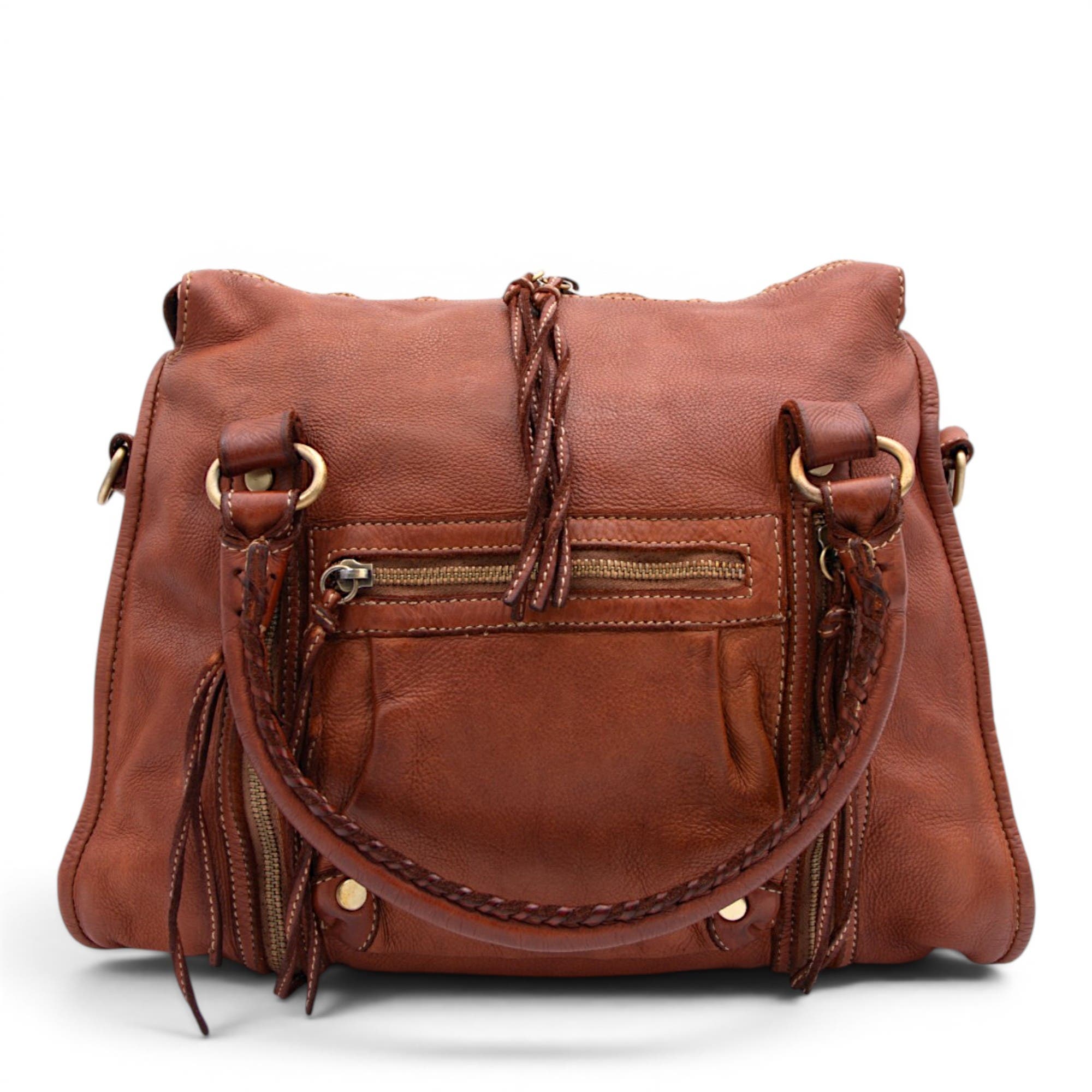Large Pocket Satchel, Alternate, color, Cognac