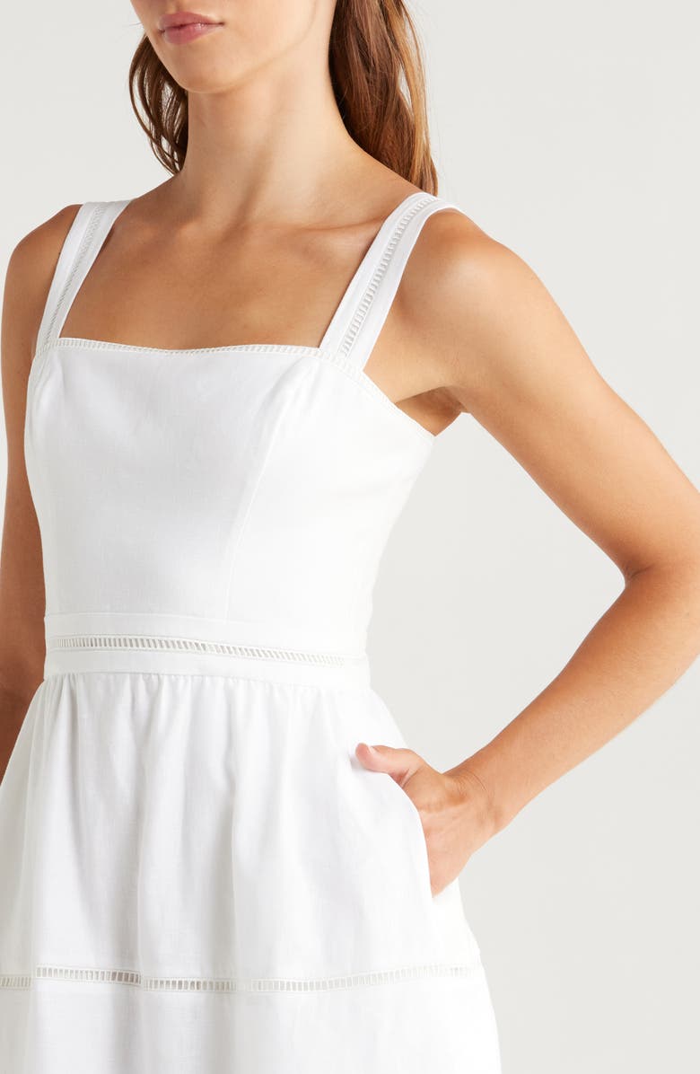 Reformation Everett Linen Midi Sundress, Alternate, color, White